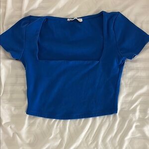 Zara Royal Blue Square Neck Crop Top
